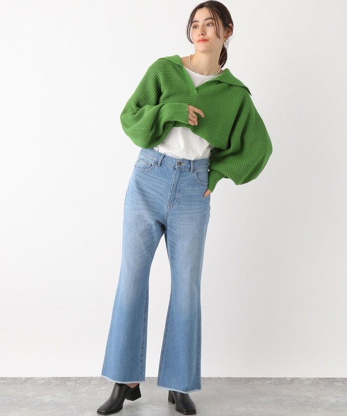 LEPSIM(レプシィム)の「5ゲージショートニットセットプルオーバー 187380(ニット/セーター・レディース・アイボリー/ライトグリーン・FREE)」の6枚目の写真