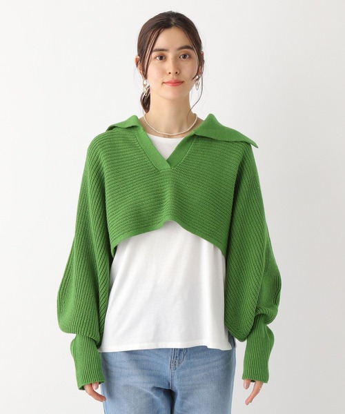 LEPSIM(レプシィム)の「5ゲージショートニットセットプルオーバー 187380(ニット/セーター・レディース・アイボリー/ライトグリーン・FREE)」の8枚目の写真