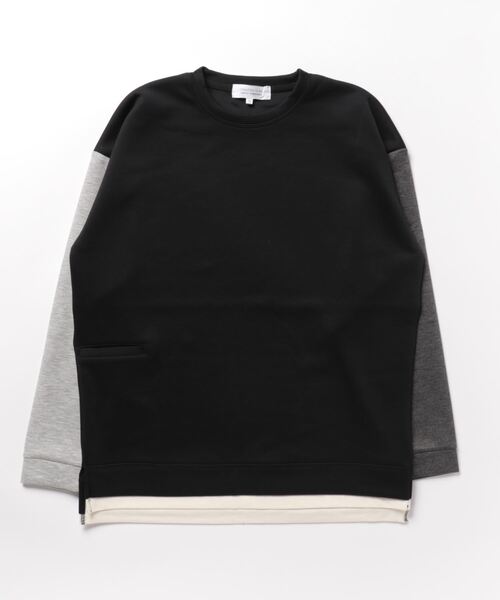 STYLEBLOCK(スタイルブロック)の「スパンダンボールフェイクレイヤードクルーネックトップス(Tシャツ/カットソー・メンズ・グレイッシュベージュ/ブラック/ブラック系その他/パープル/ミックスグレー/サックスブルー/グリーン・L/M)」の2枚目の写真