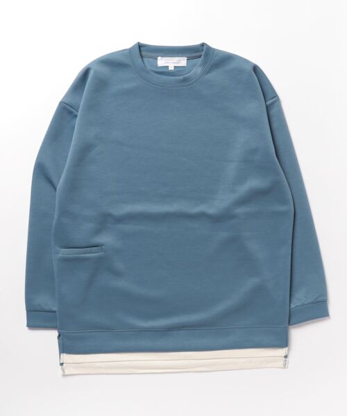 STYLEBLOCK(スタイルブロック)の「スパンダンボールフェイクレイヤードクルーネックトップス(Tシャツ/カットソー・メンズ・グレイッシュベージュ/ブラック/ブラック系その他/パープル/ミックスグレー/サックスブルー/グリーン・L/M)」の6枚目の写真