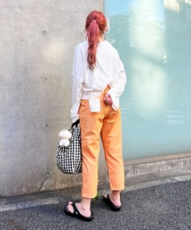 コットンシャンブレーテーパードパンツ