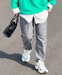 コットンシャンブレーテーパードパンツ