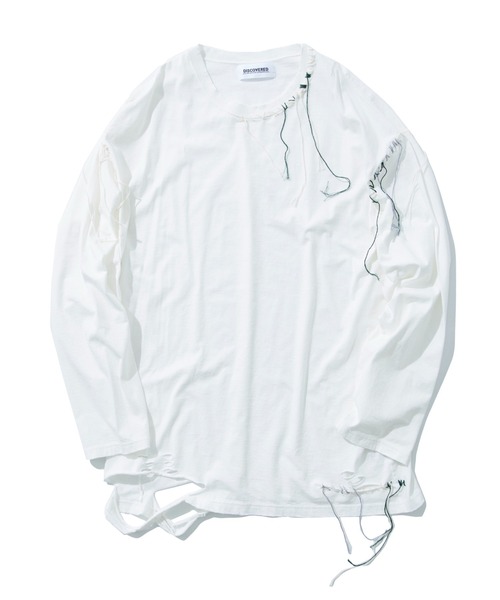 DISCOVERED(ディスカバード)の「LOOPING DAMAGE CUTSEW(Tシャツ/カットソー・メンズ・グレー/マスタード/ホワイト・1/2)」の2枚目の写真