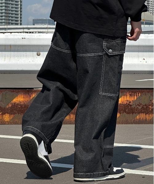 kutir（クティール）の「【kutir5周年記念アイテム】ダブルニーアソートワイドカーゴパンツ（カーゴパンツ・メンズ・ブラック×ホワイト/カーキ/ブラック×イエロー・MEDIUM/SMALL/LARGE）」の19枚目の写真