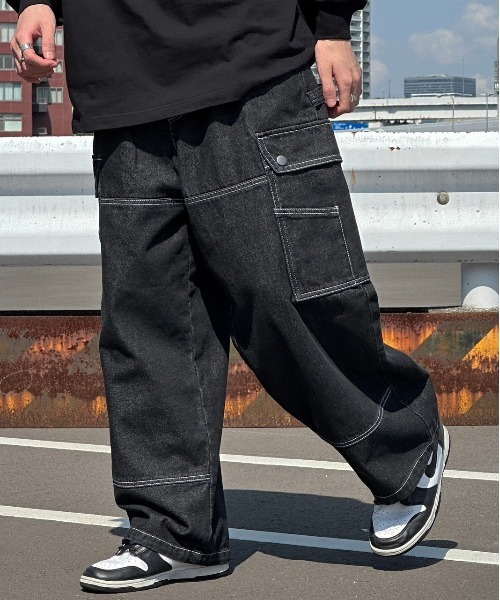 kutir（クティール）の「【kutir5周年記念アイテム】ダブルニーアソートワイドカーゴパンツ（カーゴパンツ・メンズ・ブラック×ホワイト/カーキ/ブラック×イエロー・MEDIUM/SMALL/LARGE）」の16枚目の写真