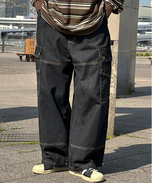 kutir（クティール）の「【kutir5周年記念アイテム】ダブルニーアソートワイドカーゴパンツ（カーゴパンツ・メンズ・ブラック×ホワイト/カーキ/ブラック×イエロー・MEDIUM/SMALL/LARGE）」の22枚目の写真