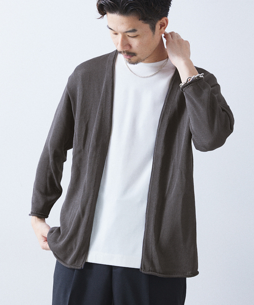 417 EDIFICE（フォーワンセブンエディフィス）の「リネンライクカーディガン（カーディガン/ボレロ・メンズ・ブラックミックス/グレー/ブラウン/ライトグリーン・SMALL/MEDIUM/LARGE）」の2枚目の写真