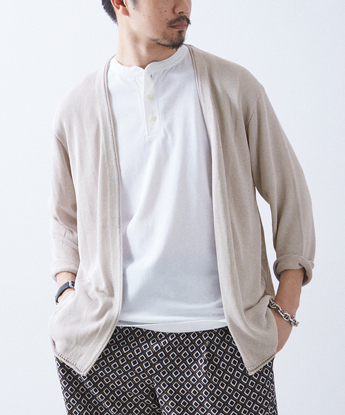 417 EDIFICE（フォーワンセブンエディフィス）の「リネンライクカーディガン（カーディガン/ボレロ・メンズ・ブラックミックス/グレー/ブラウン/ライトグリーン・SMALL/MEDIUM/LARGE）」の11枚目の写真