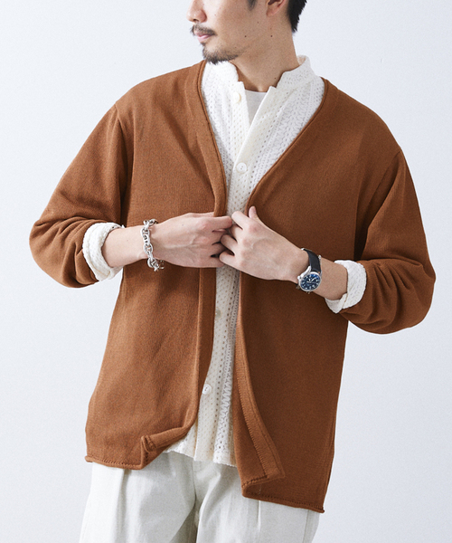 417 EDIFICE（フォーワンセブンエディフィス）の「リネンライクカーディガン（カーディガン/ボレロ・メンズ・ブラックミックス/グレー/ブラウン/ライトグリーン・SMALL/MEDIUM/LARGE）」の14枚目の写真