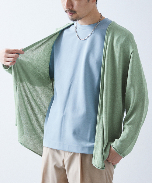 417 EDIFICE（フォーワンセブンエディフィス）の「リネンライクカーディガン（カーディガン/ボレロ・メンズ・ブラックミックス/グレー/ブラウン/ライトグリーン・SMALL/MEDIUM/LARGE）」の17枚目の写真