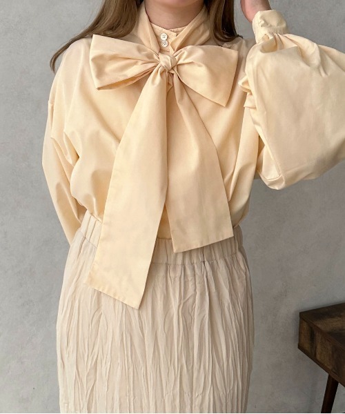 apres jour clair（アプレジュールクレア）の「【apres jour clair】ボウタイ付ブラウス【ZOZOTOWN限定アイテム】（シャツ/ブラウス・レディース・ライトグレー/オフホワイト/オレンジ系その他・X-LARGE/フリー）」の15枚目の写真