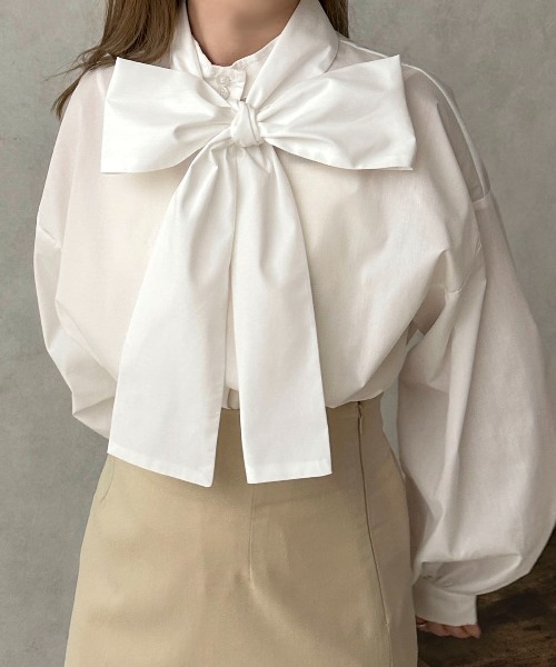 apres jour clair（アプレジュールクレア）の「【apres jour clair】ボウタイ付ブラウス【ZOZOTOWN限定アイテム】（シャツ/ブラウス・レディース・ライトグレー/オフホワイト/オレンジ系その他・X-LARGE/フリー）」の19枚目の写真