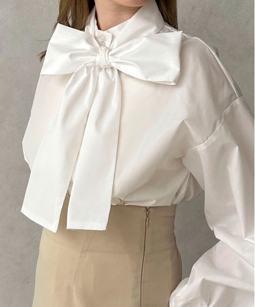 apres jour clair（アプレジュールクレア）の「【apres jour clair】ボウタイ付ブラウス【ZOZOTOWN限定アイテム】（シャツ/ブラウス・レディース・ライトグレー/オフホワイト/オレンジ系その他・X-LARGE/フリー）」の20枚目の写真