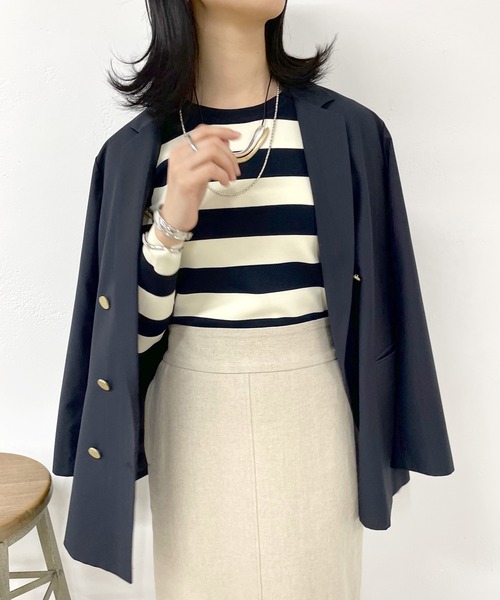 SHENERY（シーナリー）の「2WAYショートニット（ニット/セーター・レディース・オレンジ/ネイビー/ピンク/アイボリー・FREE）」の2枚目の写真