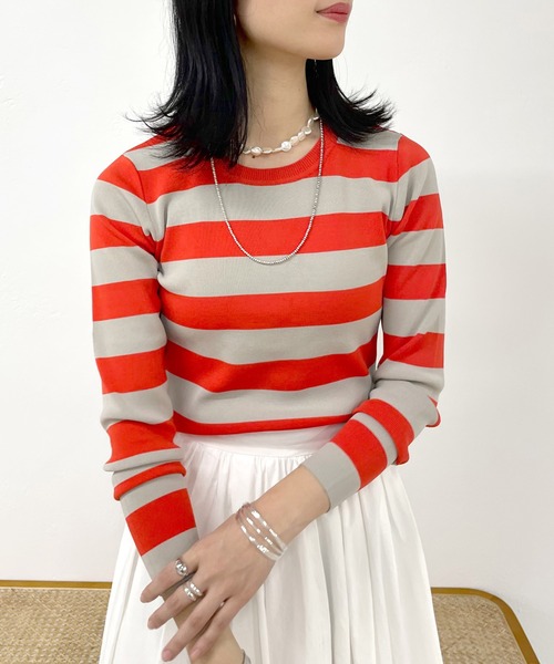 SHENERY（シーナリー）の「2WAYショートニット（ニット/セーター・レディース・オレンジ/ネイビー/ピンク/アイボリー・FREE）」の8枚目の写真