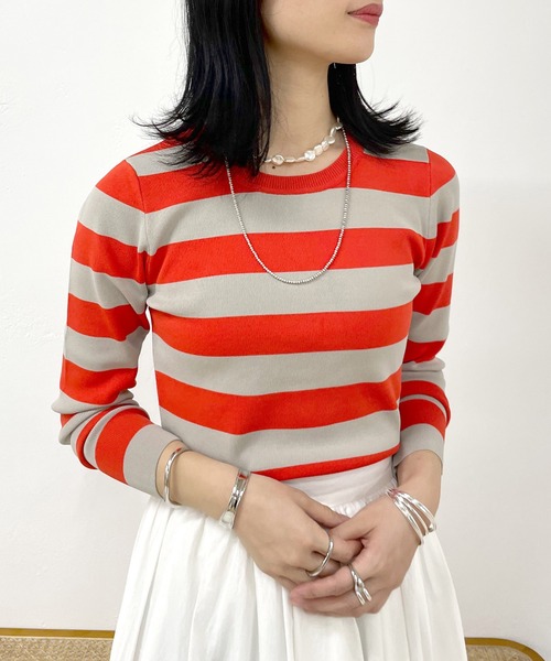 SHENERY（シーナリー）の「2WAYショートニット（ニット/セーター・レディース・オレンジ/ネイビー/ピンク/アイボリー・FREE）」の7枚目の写真