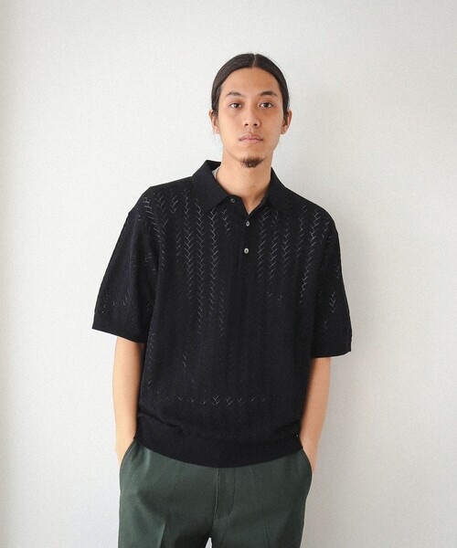 BEAMS（ビームス）の「BEAMS / 12ゲージ メッシュ ポロシャツ（ポロシャツ・メンズ・ホワイト系その他/ブラック・L/M/S/XL）」の4枚目の写真