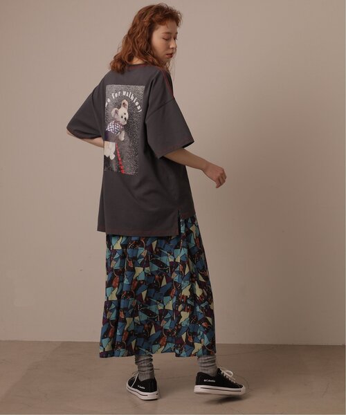 DOUBLE NAME（ダブルネーム）の「オリジナル幾何学アート柄ギャザースカート（スカート・レディース・グリーン/ブラック/オフホワイト・FREE）」の6枚目の写真