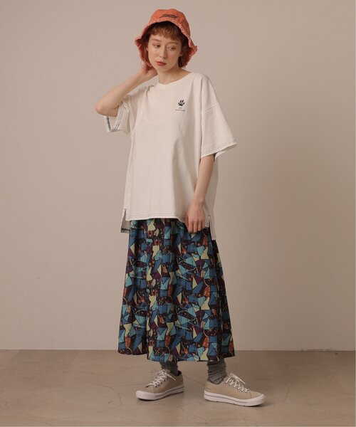 DOUBLE NAME（ダブルネーム）の「オリジナル幾何学アート柄ギャザースカート（スカート・レディース・グリーン/ブラック/オフホワイト・FREE）」の7枚目の写真