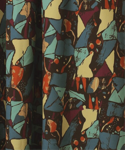 DOUBLE NAME（ダブルネーム）の「オリジナル幾何学アート柄ギャザースカート（スカート・レディース・グリーン/ブラック/オフホワイト・FREE）」の9枚目の写真