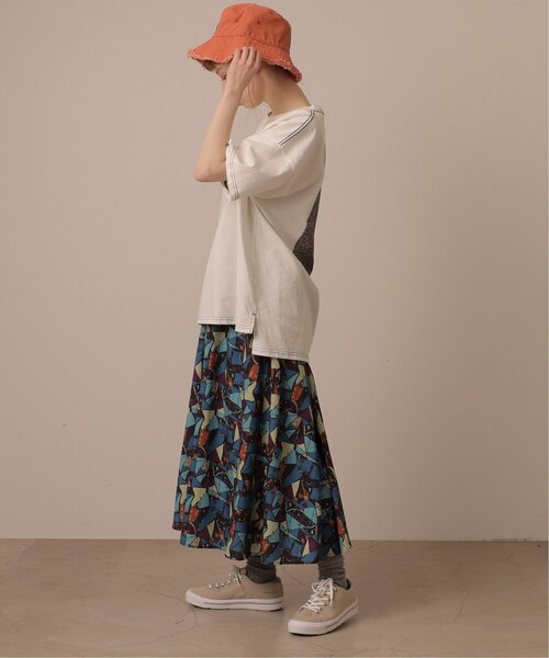 DOUBLE NAME（ダブルネーム）の「オリジナル幾何学アート柄ギャザースカート（スカート・レディース・グリーン/ブラック/オフホワイト・FREE）」の12枚目の写真