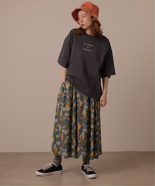 DOUBLE NAME（ダブルネーム）の「オリジナル幾何学アート柄ギャザースカート（スカート・レディース・グリーン/ブラック/オフホワイト・FREE）」の17枚目の写真