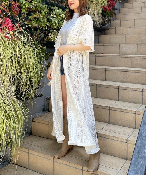 SPIRALGIRL(スパイラルガール)の「フリンジレースガウン(カーディガン/ボレロ・レディース・ブラウン/ホワイト・FREE)」の7枚目の写真