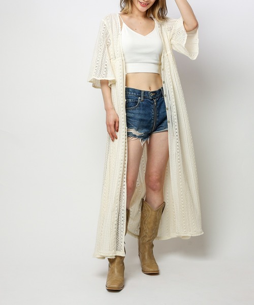 SPIRALGIRL(スパイラルガール)の「フリンジレースガウン(カーディガン/ボレロ・レディース・ブラウン/ホワイト・FREE)」の9枚目の写真