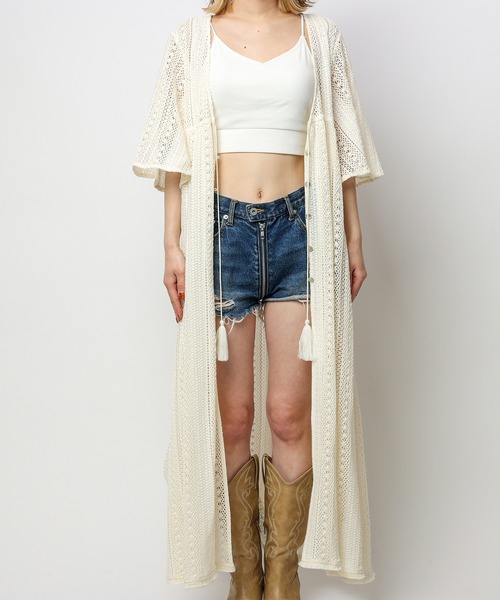 SPIRALGIRL(スパイラルガール)の「フリンジレースガウン(カーディガン/ボレロ・レディース・ブラウン/ホワイト・FREE)」の11枚目の写真