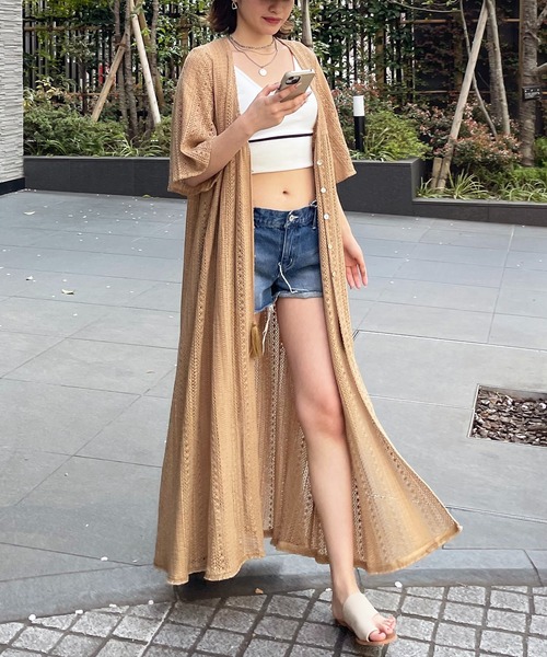 SPIRALGIRL(スパイラルガール)の「フリンジレースガウン(カーディガン/ボレロ・レディース・ブラウン/ホワイト・FREE)」の8枚目の写真