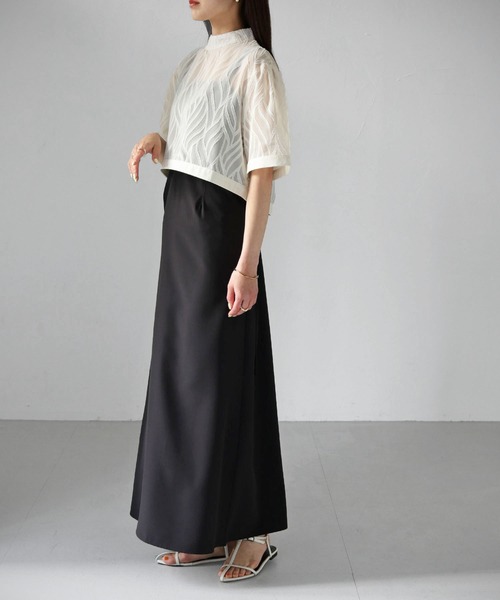 cheriella（シェリエラ）の「【cheriella】WEB限定リーフシアーショートトップス（シャツ/ブラウス・レディース・ブラック/アイボリー・M）」の13枚目の写真