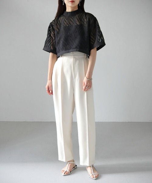 cheriella（シェリエラ）の「【cheriella】WEB限定リーフシアーショートトップス（シャツ/ブラウス・レディース・ブラック/アイボリー・M）」の22枚目の写真