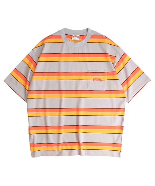 NutmegMills（ナツメグミルズ）の「NUTMEG MILLS /ナツメグミルズ EMB BORDER CREW POCKET TEE 刺繍ボーダーポケットTEE（Tシャツ/カットソー・メンズ・グレイッシュベージュ/ホワイト・X-SMALL/LARGE/X-LARGE/MEDIUM）」の10枚目の写真