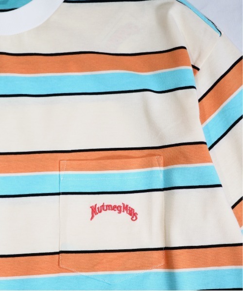 NutmegMills（ナツメグミルズ）の「NUTMEG MILLS /ナツメグミルズ EMB BORDER CREW POCKET TEE 刺繍ボーダーポケットTEE（Tシャツ/カットソー・メンズ・グレイッシュベージュ/ホワイト・X-SMALL/LARGE/X-LARGE/MEDIUM）」の20枚目の写真