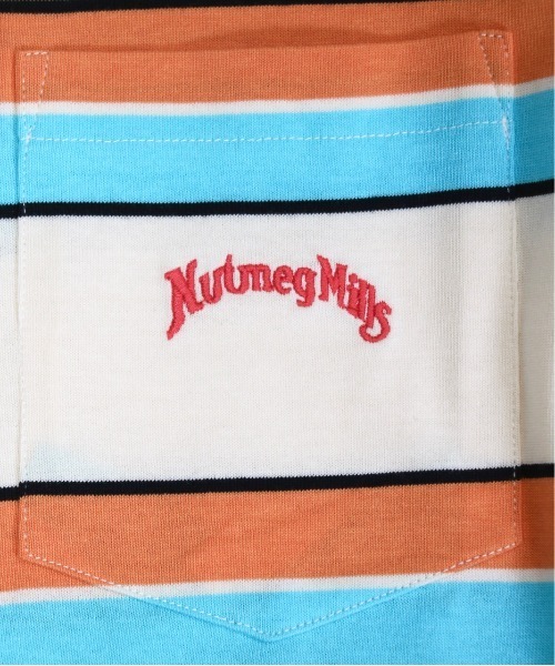 NutmegMills（ナツメグミルズ）の「NUTMEG MILLS /ナツメグミルズ EMB BORDER CREW POCKET TEE 刺繍ボーダーポケットTEE（Tシャツ/カットソー・メンズ・グレイッシュベージュ/ホワイト・X-SMALL/LARGE/X-LARGE/MEDIUM）」の14枚目の写真