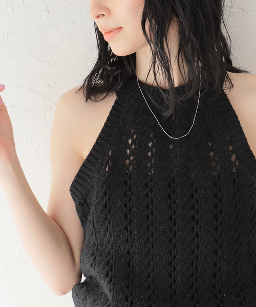 SAYAKADAVIS（サヤカディヴィス）の「【SAYAKADAVIS/サヤカデイヴィス】Crochet Tank：ニット（タンクトップ・レディース・ブラック・MEDIUM）」の5枚目の写真