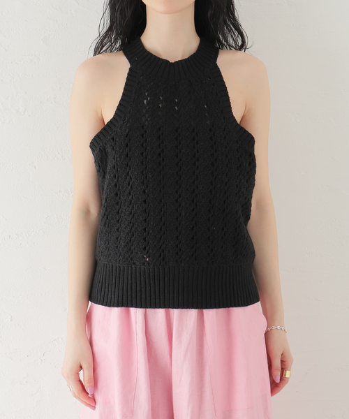 SAYAKADAVIS（サヤカディヴィス）の「【SAYAKADAVIS/サヤカデイヴィス】Crochet Tank：ニット（タンクトップ・レディース・ブラック・MEDIUM）」の7枚目の写真