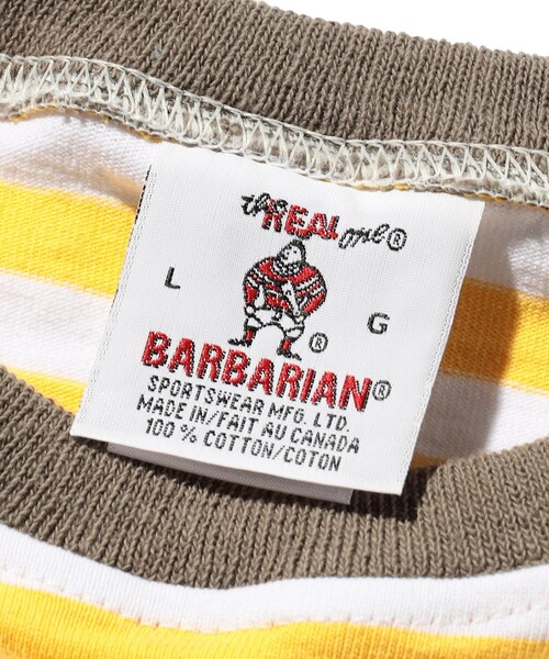FREAK'S STORE(フリークスストア)の「【限定展開】BARBARIAN/バーバリアン 8oz CREW SHORT/8オンス クルーネック Tシャツ/ボーダー(Tシャツ/カットソー・メンズ・イエロー/ブラック・SMALL/MEDIUM/LARGE/X-LARGE)」の8枚目の写真