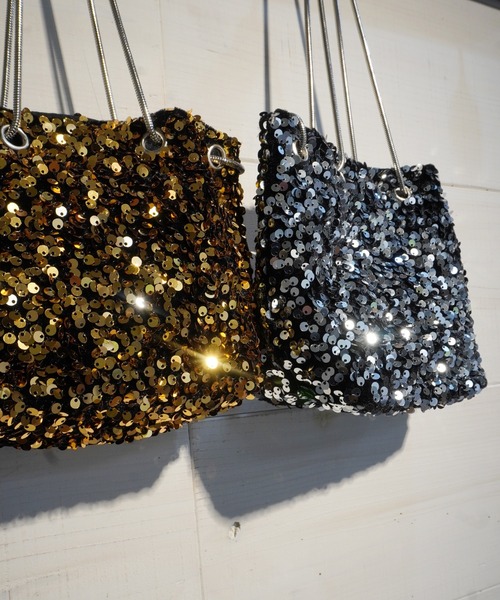 Port（ポート）の「【 Jelly moo / ジェリームー 】 スパンコール スネークチェーン ショルダー バッグ / 巾着 / イブニングバッグ（ハンドバッグ・レディース・ブラック/シルバー/ゴールド・FREE）」の16枚目の写真