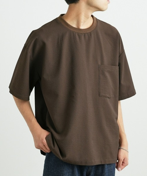 CIAOPANIC TYPY（チャオパニックティピー）の「ストレッチシアサッカークルーネックTee（スポーツグッズ・メンズ・ブルー/ブラウン/ダークネイビー・M/L）」の2枚目の写真