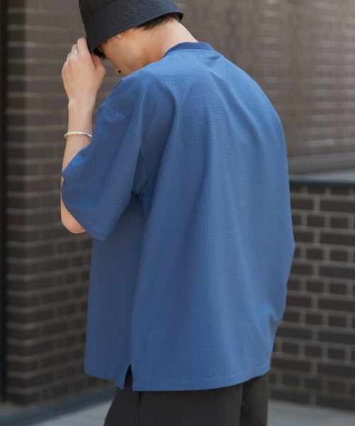 CIAOPANIC TYPY（チャオパニックティピー）の「ストレッチシアサッカークルーネックTee（スポーツグッズ・メンズ・ブルー/ブラウン/ダークネイビー・M/L）」の20枚目の写真