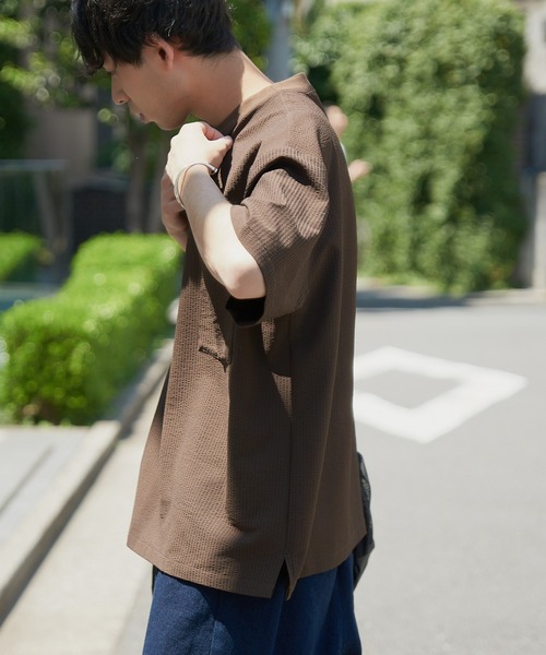 CIAOPANIC TYPY（チャオパニックティピー）の「ストレッチシアサッカークルーネックTee（スポーツグッズ・メンズ・ブルー/ブラウン/ダークネイビー・M/L）」の19枚目の写真