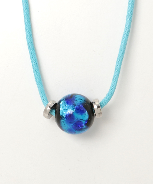 チャイハネ(チャイハネ)の「【チャイハネ】深海ブルー ほたる玉コットンコードネックレス チョーカー(ネックレス・レディース・ブラウン/ブラック/ホワイト/ターコイズブルー・FREE)」の4枚目の写真