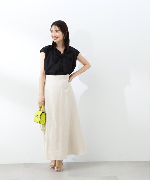 N.(N. Natural Beauty Basic)(エヌエヌナチュラルビューティーベーシック)の「◆リボンタイハイネックフリルブラウス(シャツ/ブラウス・レディース・ブラック/ストライプ/オフホワイト・MEDIUM)」の22枚目の写真