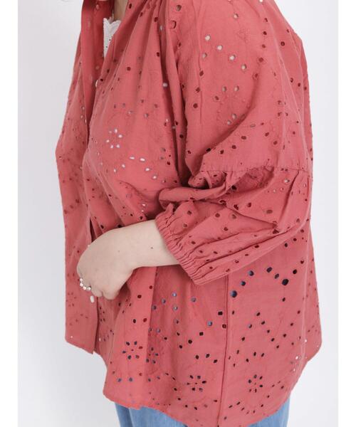 Samansa Mos2（サマンサ モスモス）の「インドカットワーク刺繍七分袖ブラウス（シャツ/ブラウス・レディース・イエロー/グリーン/レッド/ブラウン/オフホワイト/ブラック・F）」の8枚目の写真