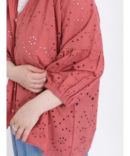 Samansa Mos2（サマンサ モスモス）の「インドカットワーク刺繍七分袖ブラウス（シャツ/ブラウス・レディース・イエロー/グリーン/レッド/ブラウン/オフホワイト/ブラック・F）」の9枚目の写真