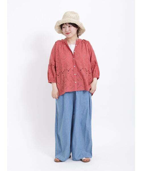 Samansa Mos2（サマンサ モスモス）の「インドカットワーク刺繍七分袖ブラウス（シャツ/ブラウス・レディース・イエロー/グリーン/レッド/ブラウン/オフホワイト/ブラック・F）」の13枚目の写真