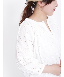 Samansa Mos2 | インドカットワーク刺繍七分袖ブラウス(シャツ/ブラウス)