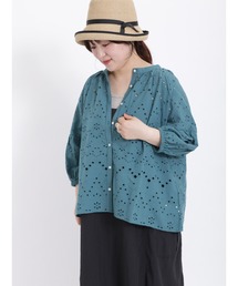 Samansa Mos2 | インドカットワーク刺繍七分袖ブラウス(シャツ/ブラウス)