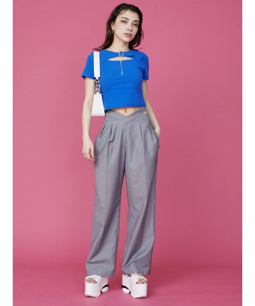 EVRIS（エヴリス）の「ウエストオープンタックパンツ（その他パンツ・レディース・グレー/ブラック・MEDIUM/SMALL）」の3枚目の写真